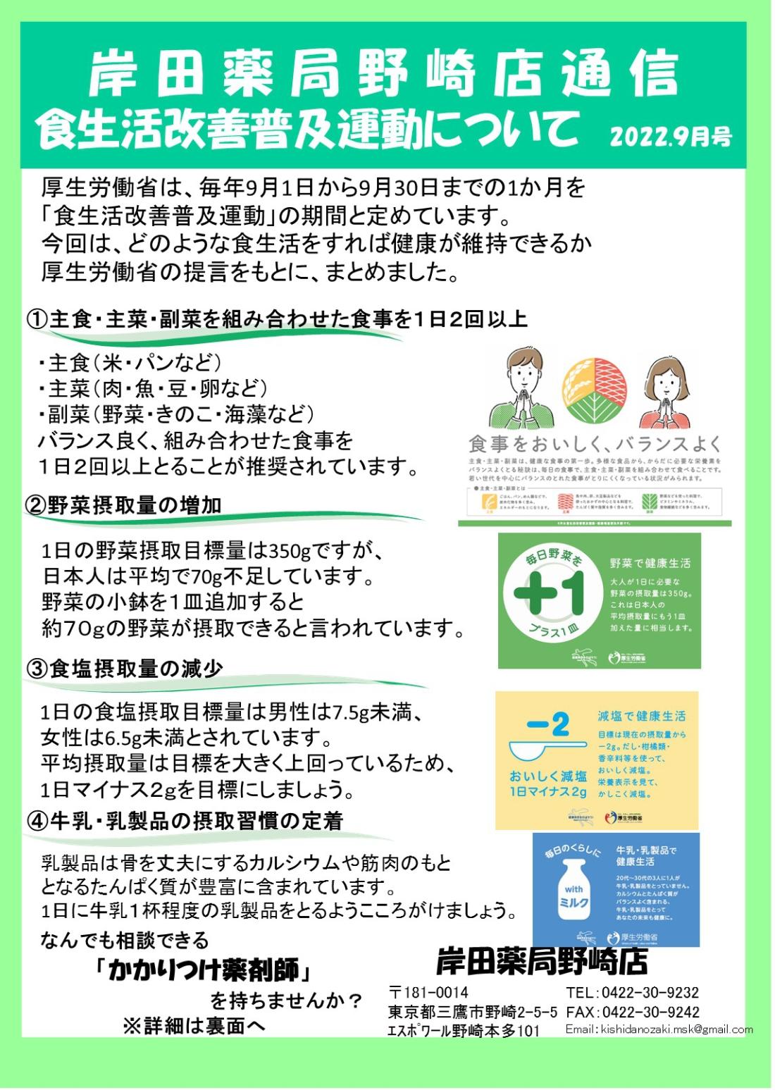 岸田薬局野崎店通信